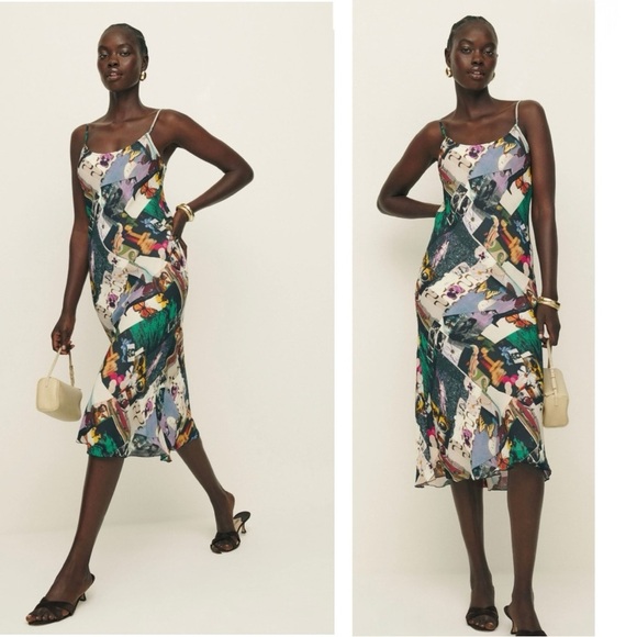 Reformation Emerick Women’s Slip on Floral Butterfly Print Slip Midi Dress Size - Picture 5 of 10